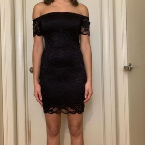 Lace black mini dress